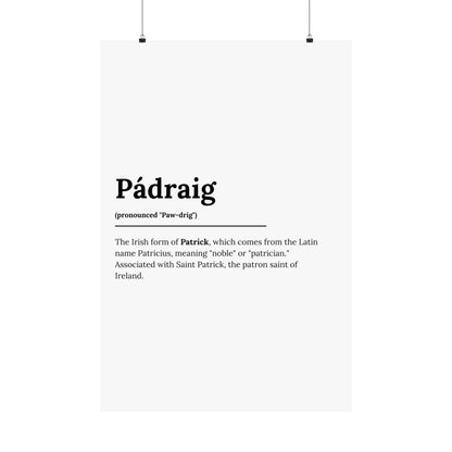 "Pádraig" ("Patrick" in Gaelic/Irish) | Irish Names Posters | Little Irish Thing