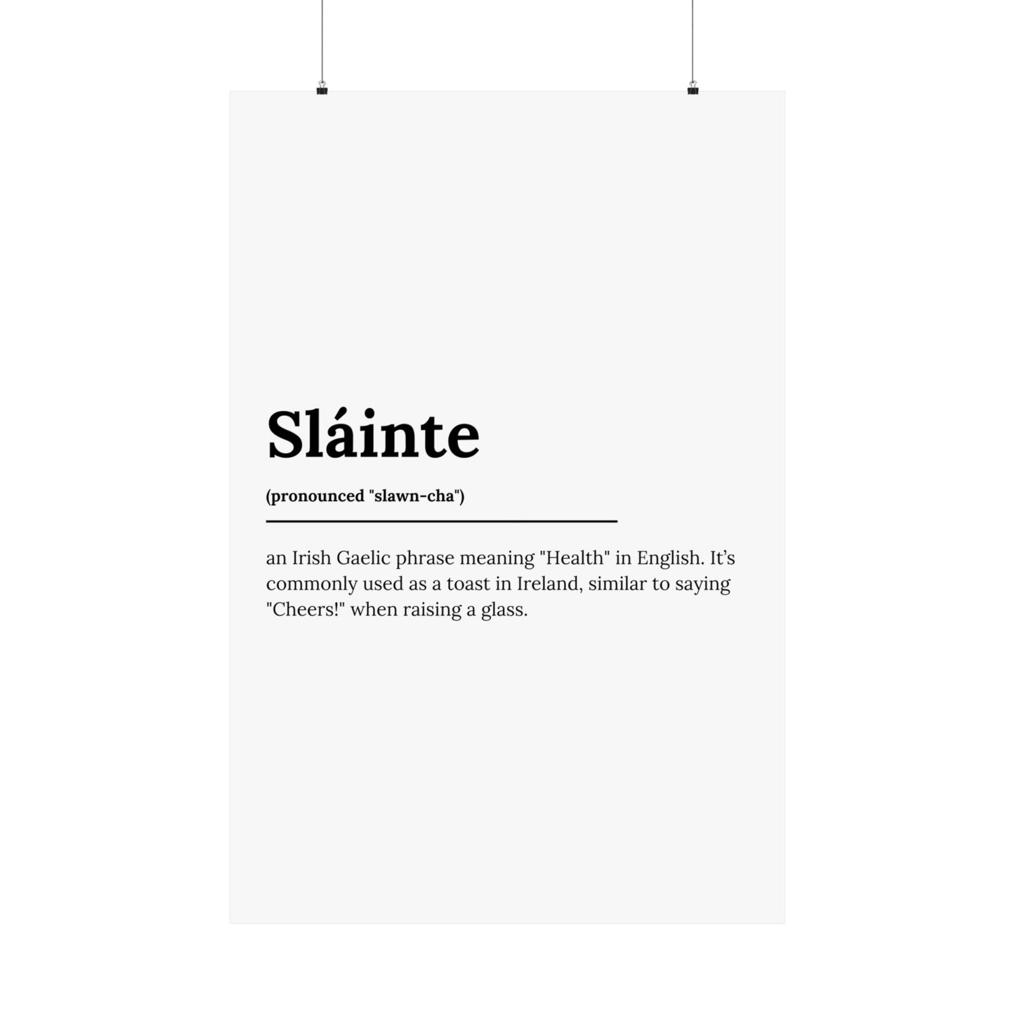 "Sláinte" ("Cheers" in Gaelic/Irish) | Irish Expression Posters | Little Irish Thing