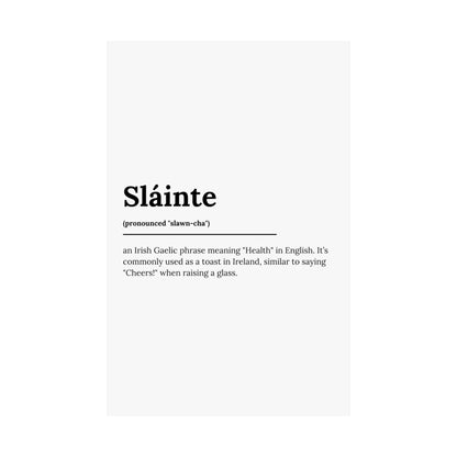 "Sláinte" ("Cheers" in Gaelic/Irish) | Irish Expression Posters | Little Irish Thing