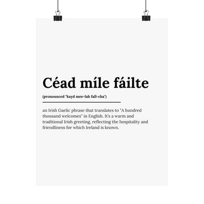 "Céad míle fáilte" | "A hundred thousand welcomes" | Irish/Gaelic Expression Poster