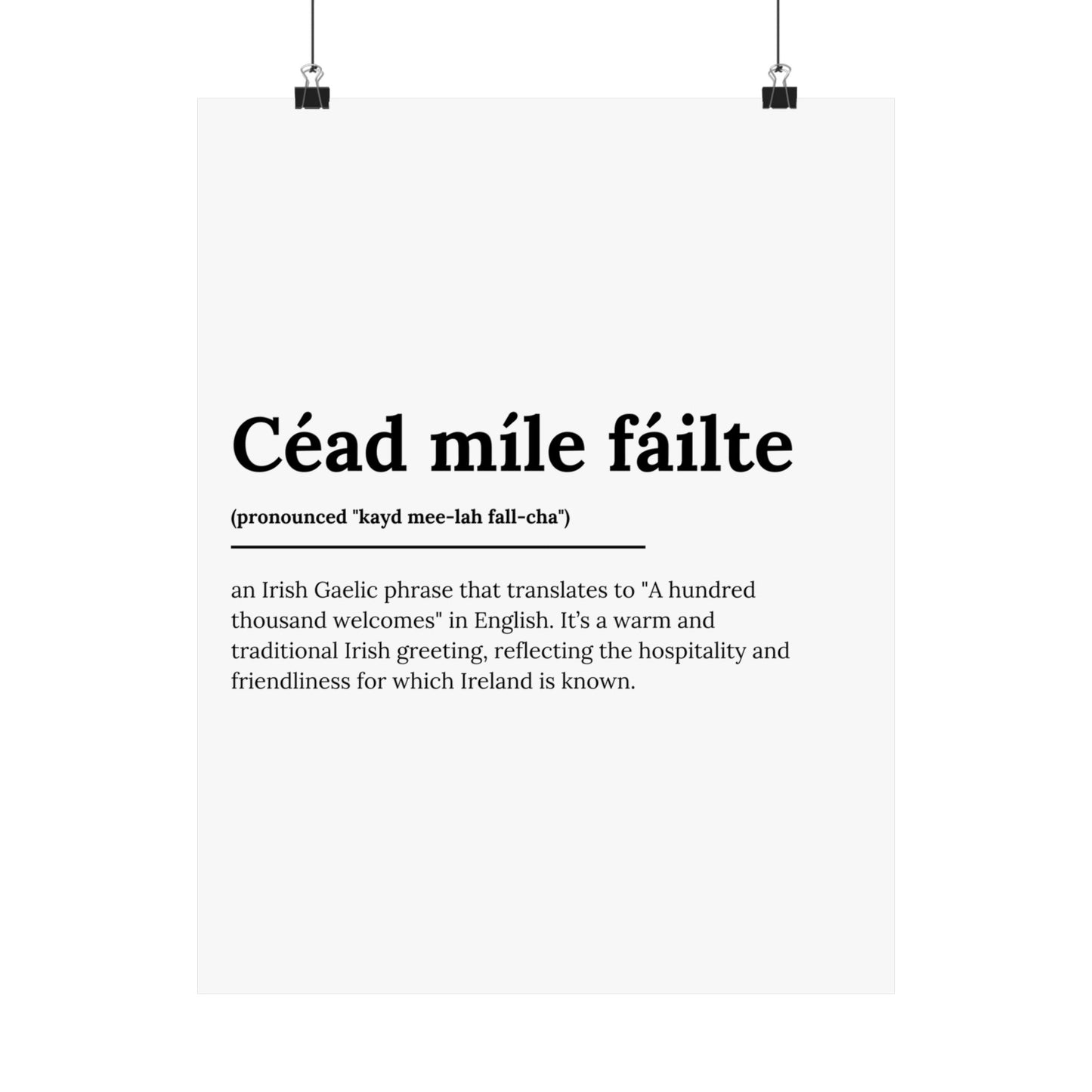 "Céad míle fáilte" | "A hundred thousand welcomes" | Irish/Gaelic Expression Poster