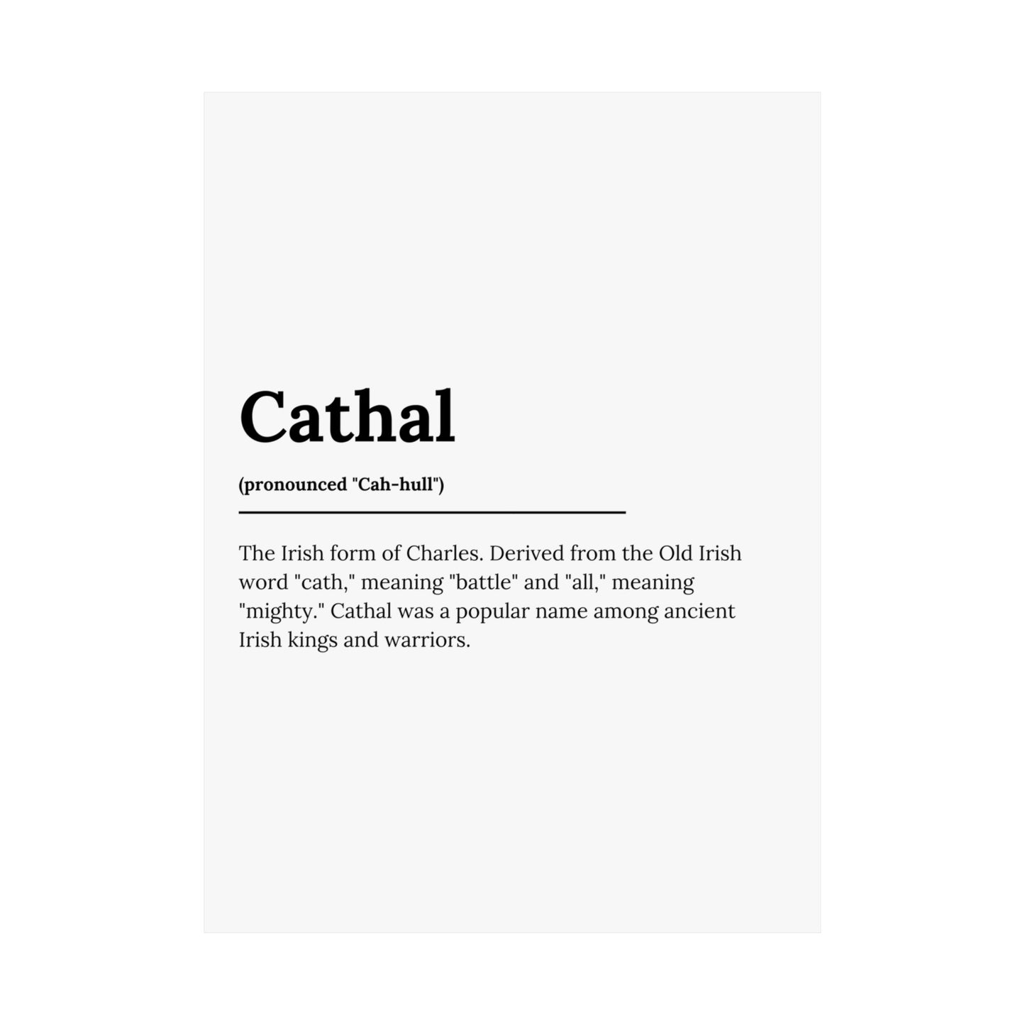 "Cathal" ("Charles" in Gaelic/Irish) | Irish Names Poster | Little Irish Thing