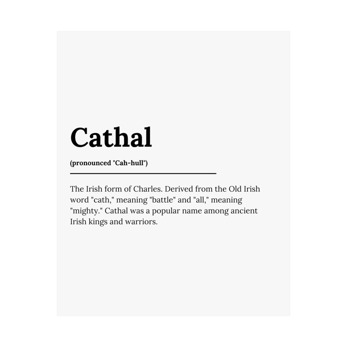 "Cathal" ("Charles" in Gaelic/Irish) | Irish Names Poster | Little Irish Thing