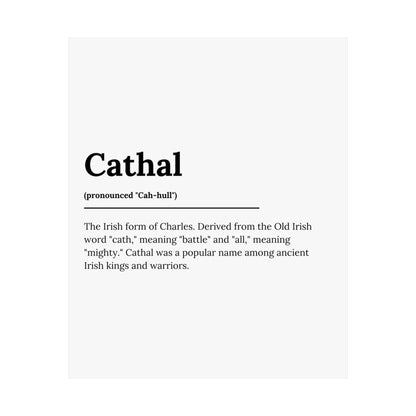 "Cathal" ("Charles" in Gaelic/Irish) | Irish Names Poster | Little Irish Thing