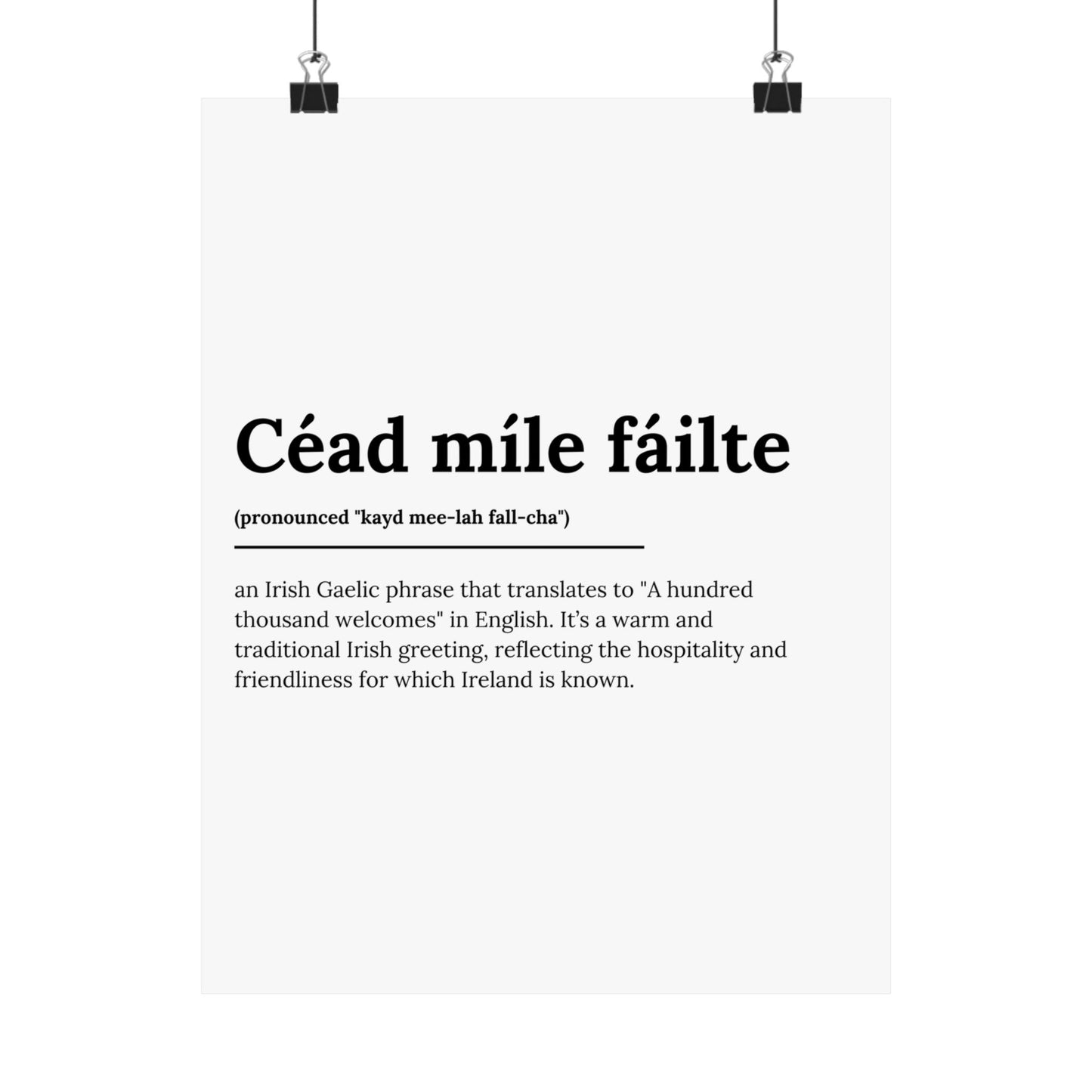 "Céad míle fáilte" | "A hundred thousand welcomes" | Irish/Gaelic Expression Poster