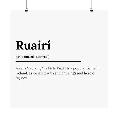 "Ruairí" ("Rory" in Gaelic/Irish) | Irish Names Poster | Little Irish Thing