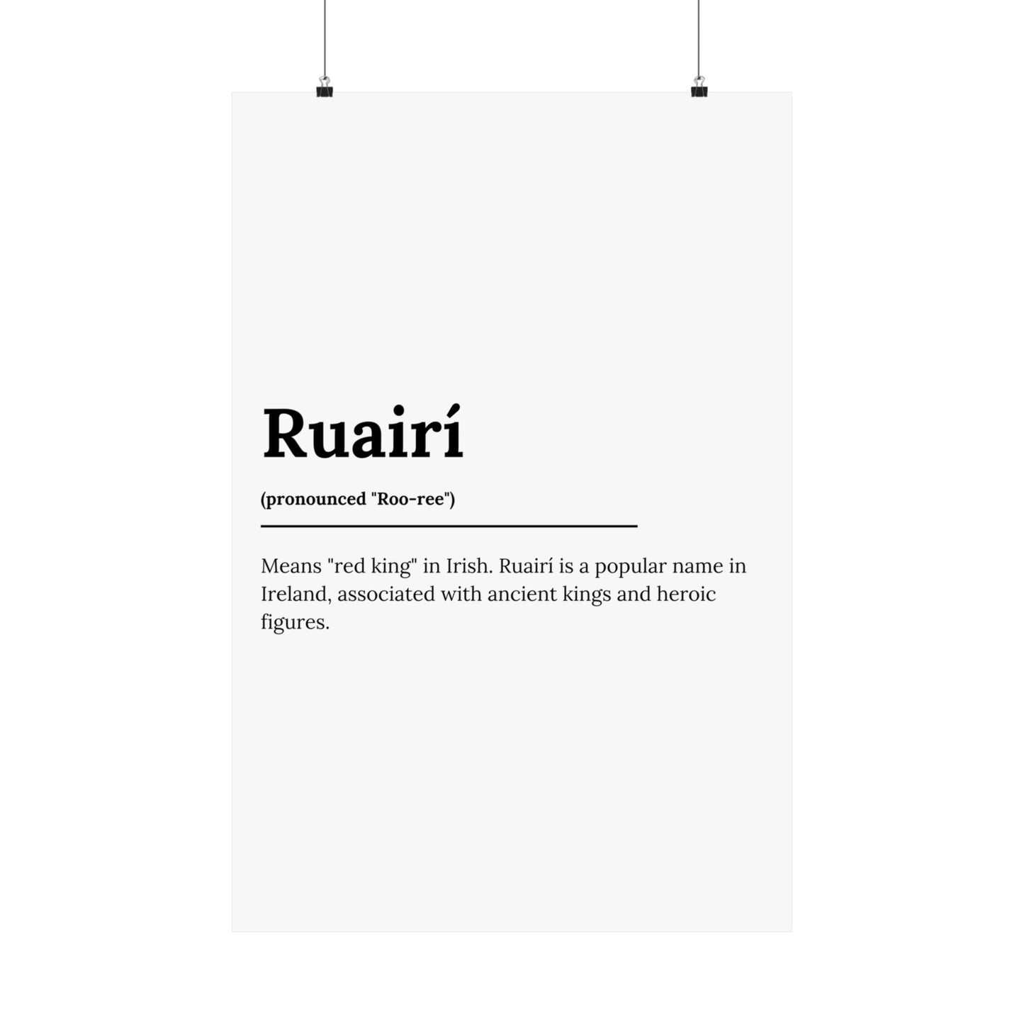 "Ruairí" ("Rory" in Gaelic/Irish) | Irish Names Poster | Little Irish Thing