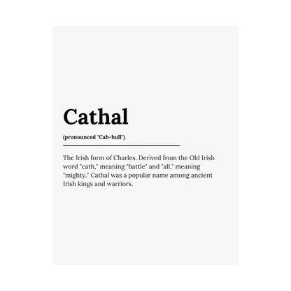 "Cathal" ("Charles" in Gaelic/Irish) | Irish Names Poster | Little Irish Thing