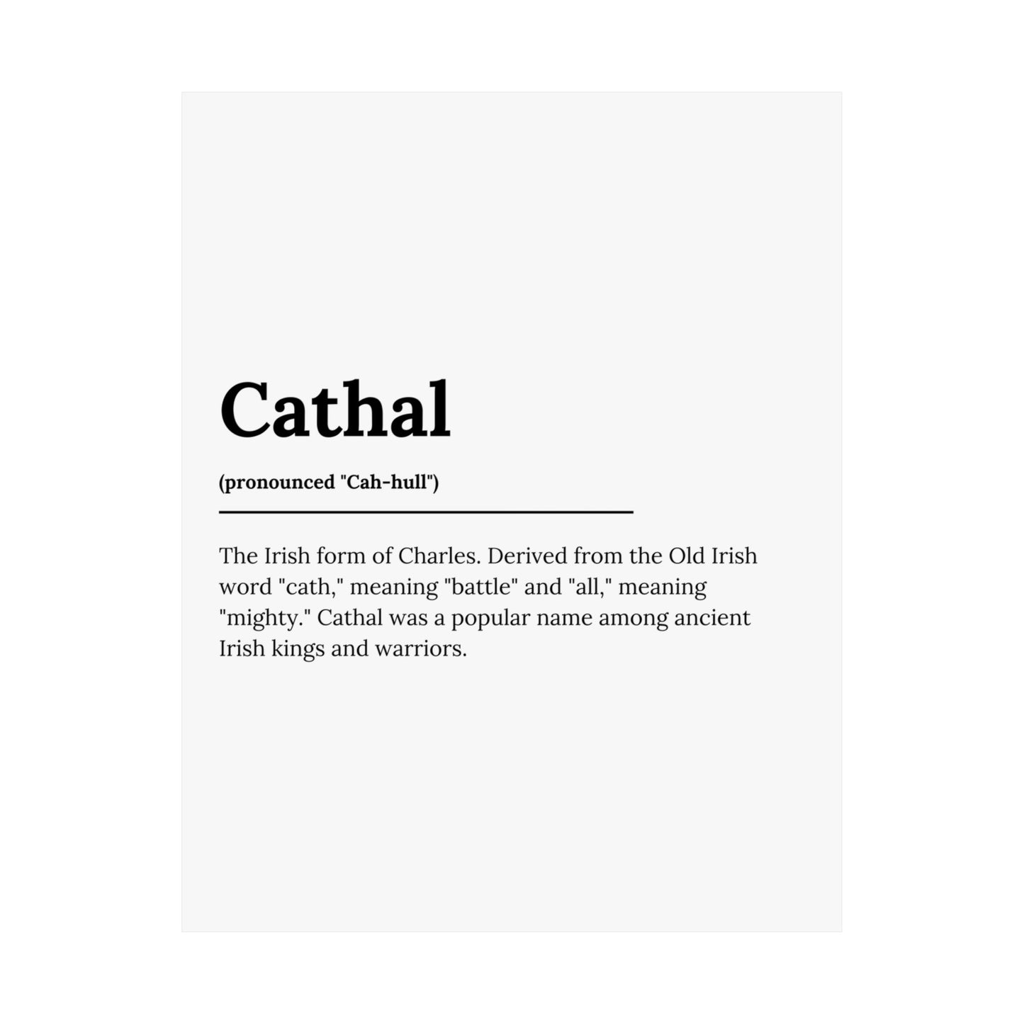 "Cathal" ("Charles" in Gaelic/Irish) | Irish Names Poster | Little Irish Thing