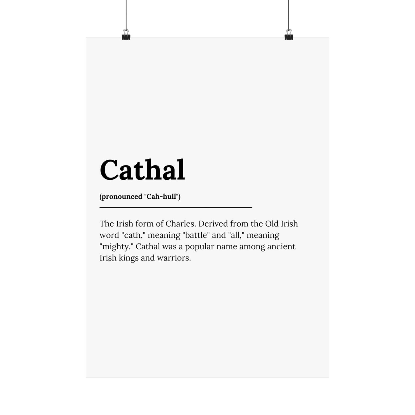 "Cathal" ("Charles" in Gaelic/Irish) | Irish Names Poster | Little Irish Thing