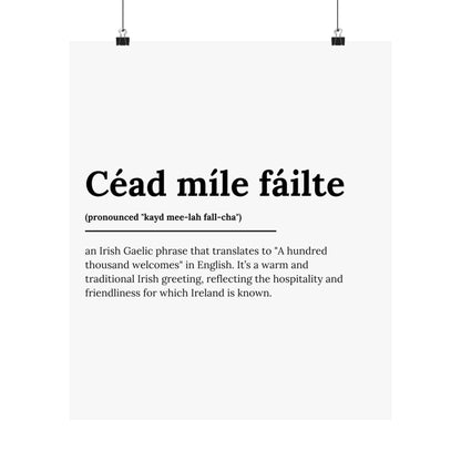 "Céad míle fáilte" | "A hundred thousand welcomes" | Irish/Gaelic Expression Poster