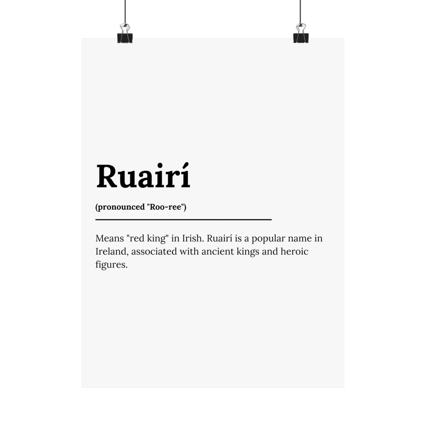 "Ruairí" ("Rory" in Gaelic/Irish) | Irish Names Poster | Little Irish Thing