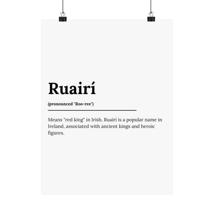 "Ruairí" ("Rory" in Gaelic/Irish) | Irish Names Poster | Little Irish Thing