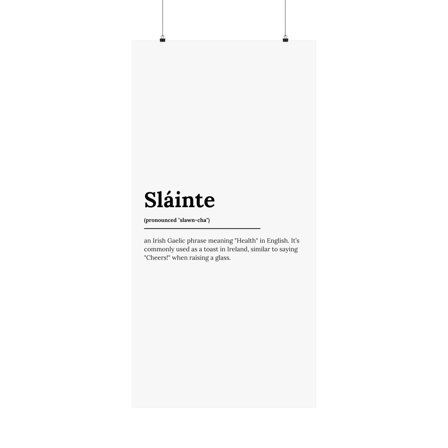 "Sláinte" ("Cheers" in Gaelic/Irish) | Irish Expression Posters | Little Irish Thing