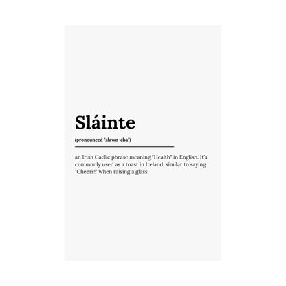 "Sláinte" ("Cheers" in Gaelic/Irish) | Irish Expression Posters | Little Irish Thing