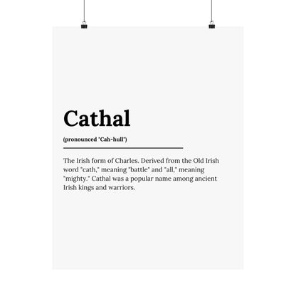 "Cathal" ("Charles" in Gaelic/Irish) | Irish Names Poster | Little Irish Thing