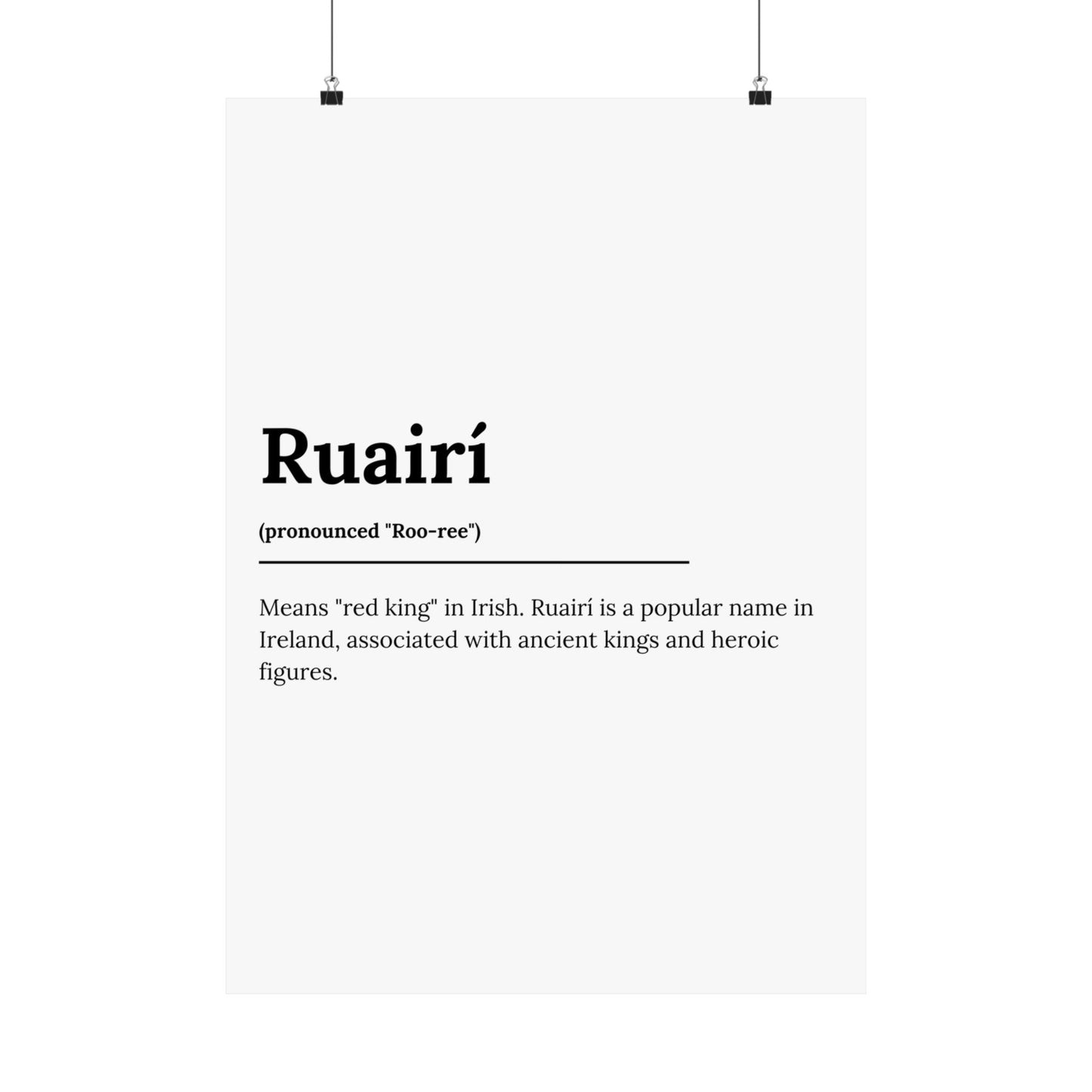 "Ruairí" ("Rory" in Gaelic/Irish) | Irish Names Poster | Little Irish Thing