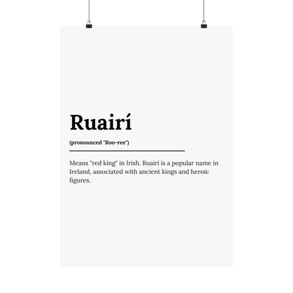 "Ruairí" ("Rory" in Gaelic/Irish) | Irish Names Poster | Little Irish Thing