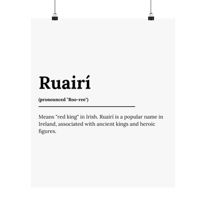 "Ruairí" ("Rory" in Gaelic/Irish) | Irish Names Poster | Little Irish Thing