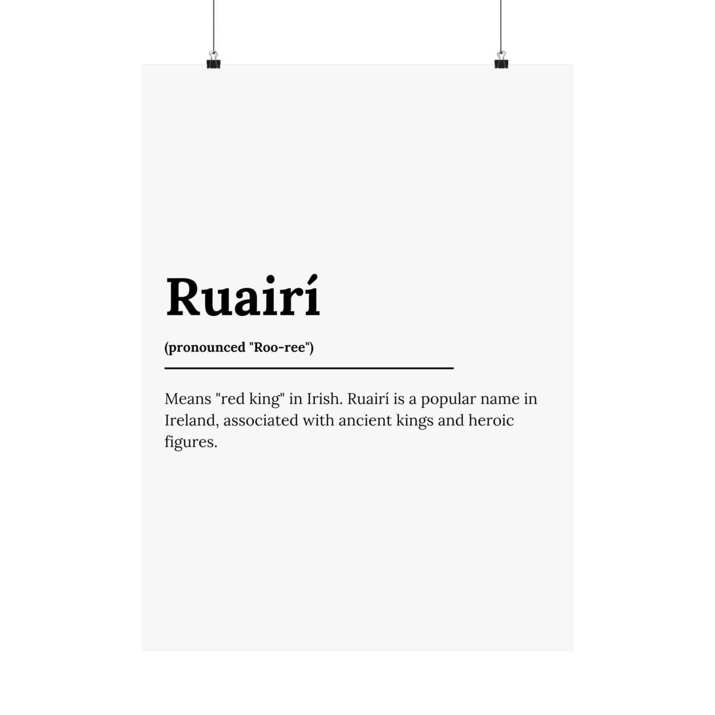 "Ruairí" ("Rory" in Gaelic/Irish) | Irish Names Poster | Little Irish Thing