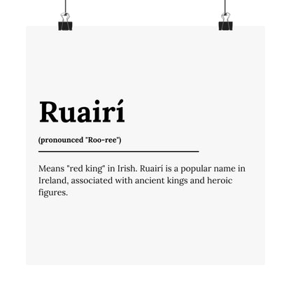 "Ruairí" ("Rory" in Gaelic/Irish) | Irish Names Poster | Little Irish Thing