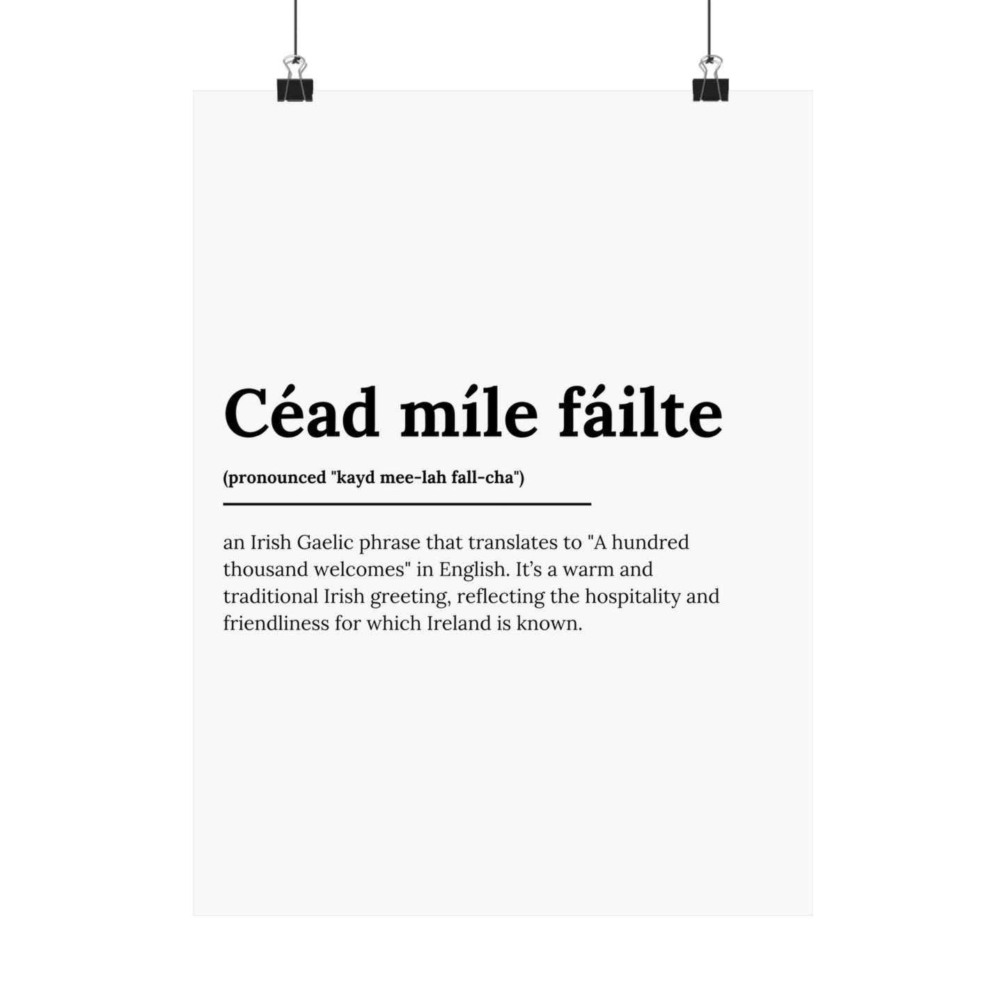 "Céad míle fáilte" | "A hundred thousand welcomes" | Irish/Gaelic Expression Poster