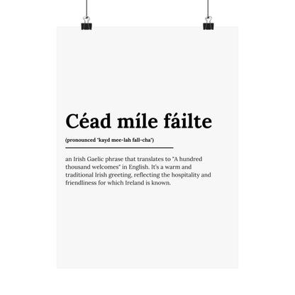 "Céad míle fáilte" | "A hundred thousand welcomes" | Irish/Gaelic Expression Poster