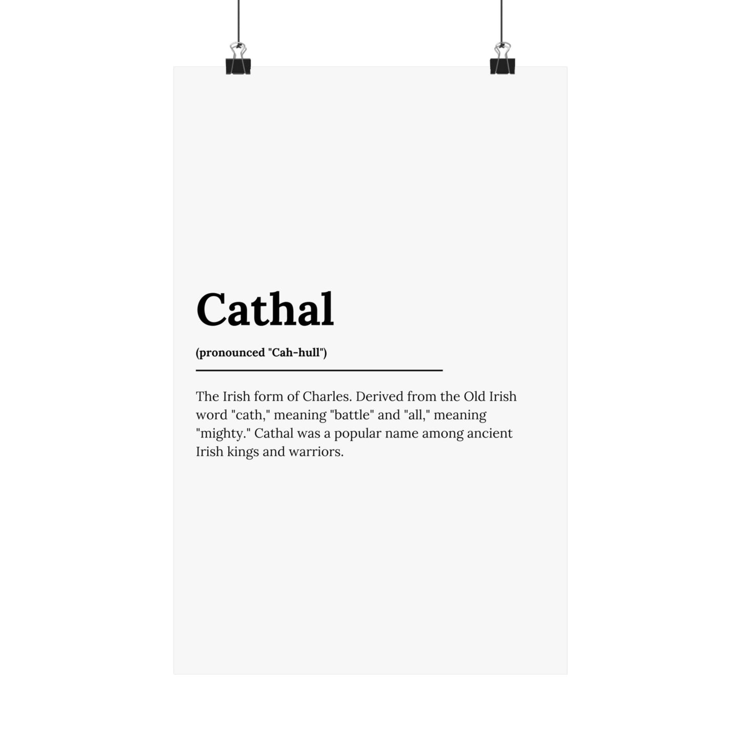 "Cathal" ("Charles" in Gaelic/Irish) | Irish Names Poster | Little Irish Thing