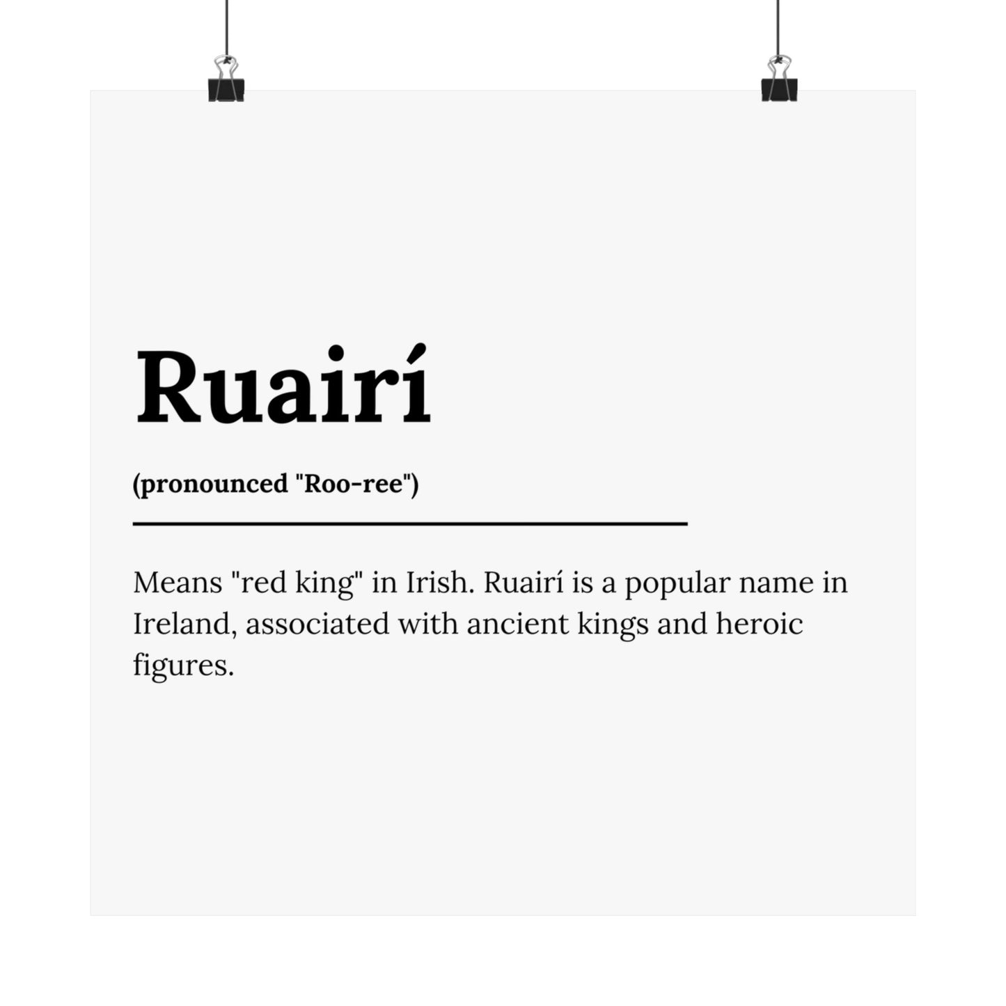 "Ruairí" ("Rory" in Gaelic/Irish) | Irish Names Poster | Little Irish Thing