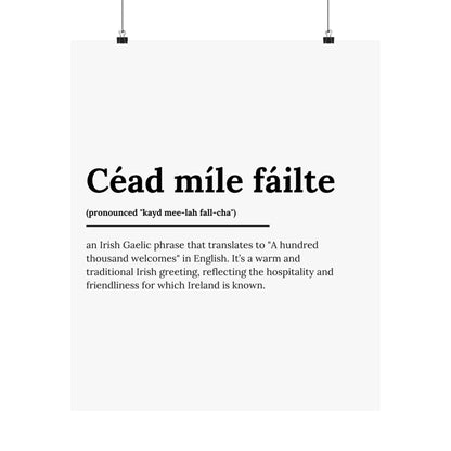 "Céad míle fáilte" | "A hundred thousand welcomes" | Irish/Gaelic Expression Poster