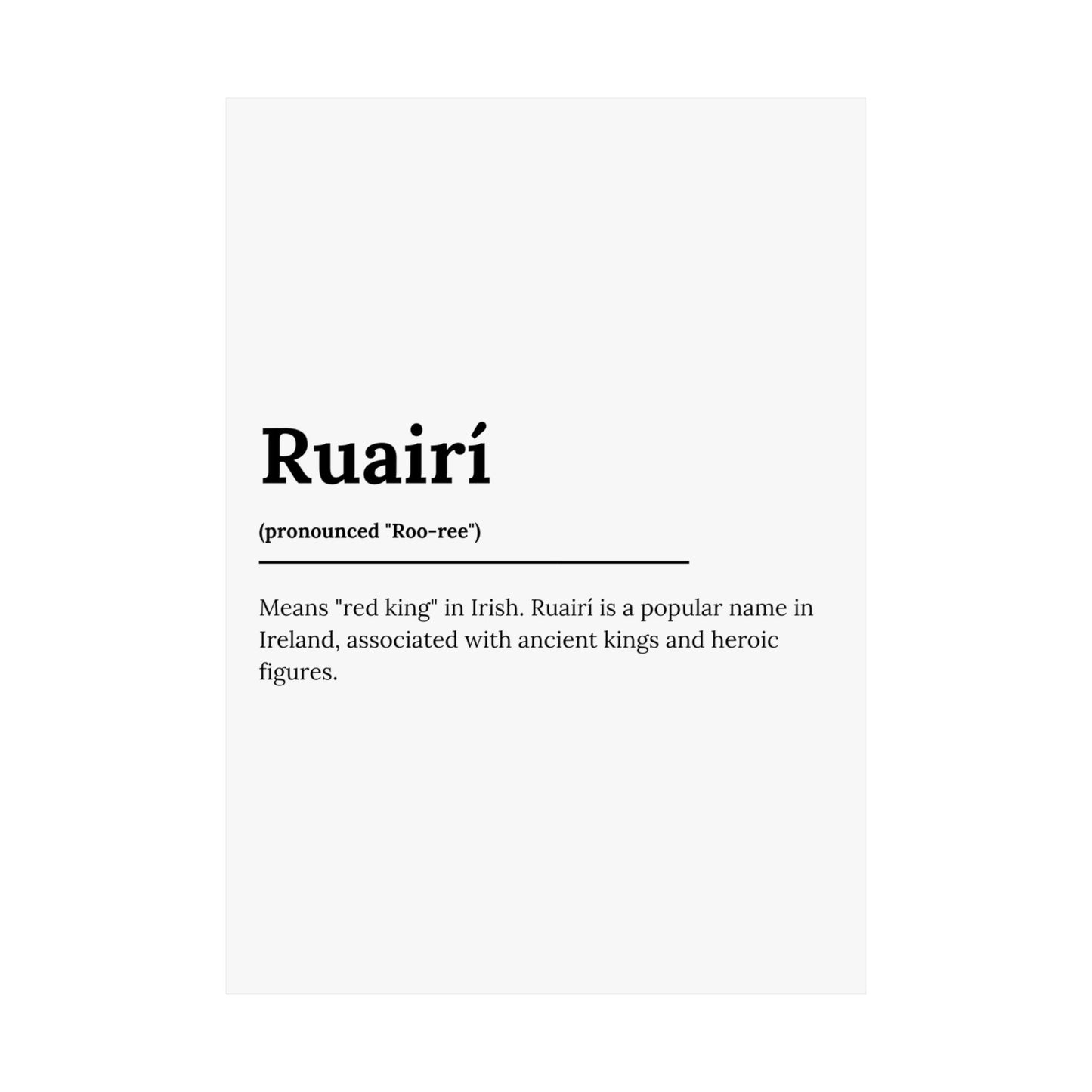 "Ruairí" ("Rory" in Gaelic/Irish) | Irish Names Poster | Little Irish Thing