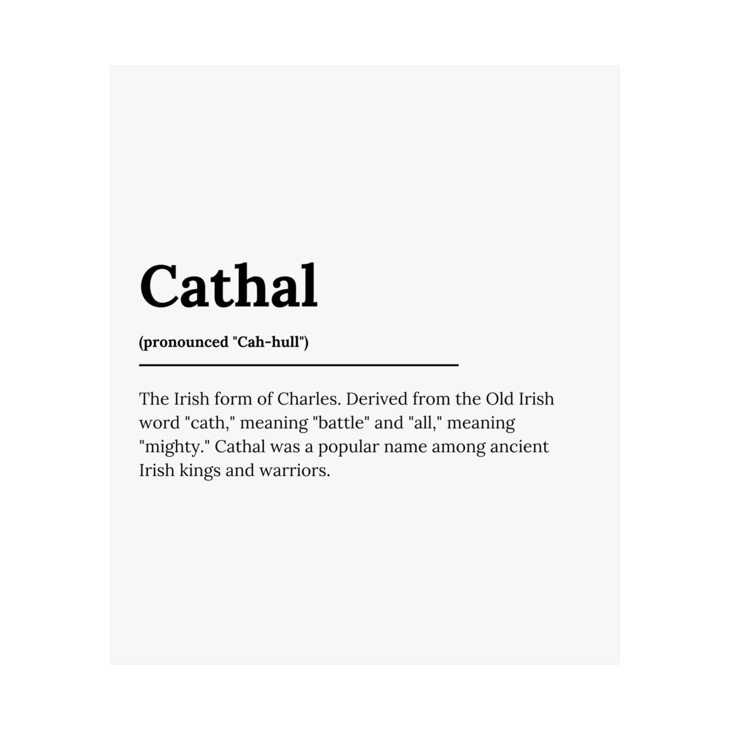 "Cathal" ("Charles" in Gaelic/Irish) | Irish Names Poster | Little Irish Thing